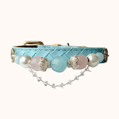Aquamarine Gemstone Collar with fixed blue natural stones