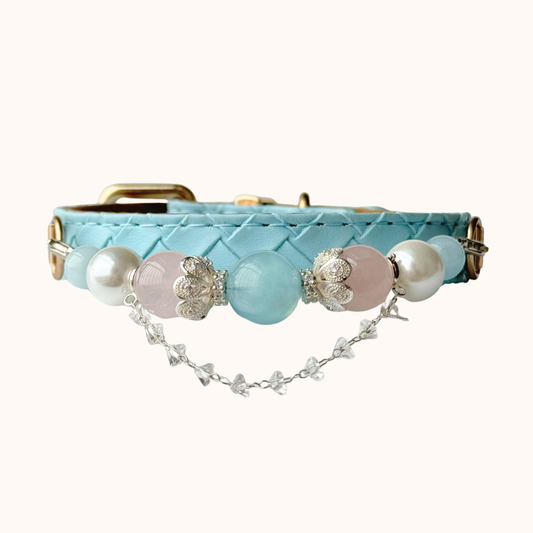 Aquamarine Gemstone Collar with fixed blue natural stones