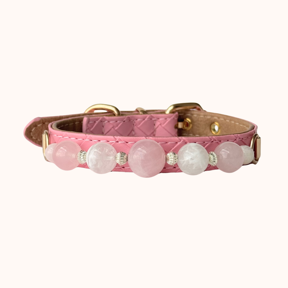Rose Quartz Gemstone Collar with fixed pink natural stones