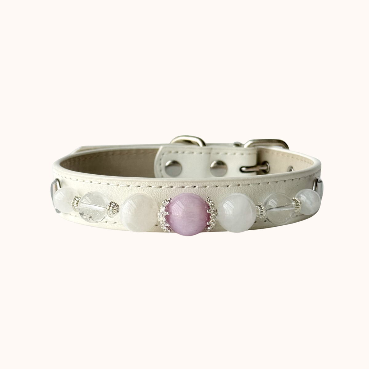 Moonstone Gemstone Collar with fixed luminous stone details