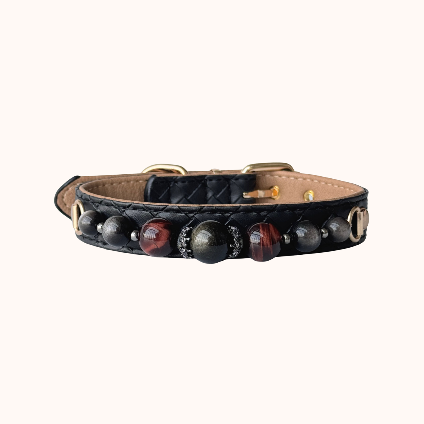 Obsidian Gemstone Collar with fixed dark natural stones