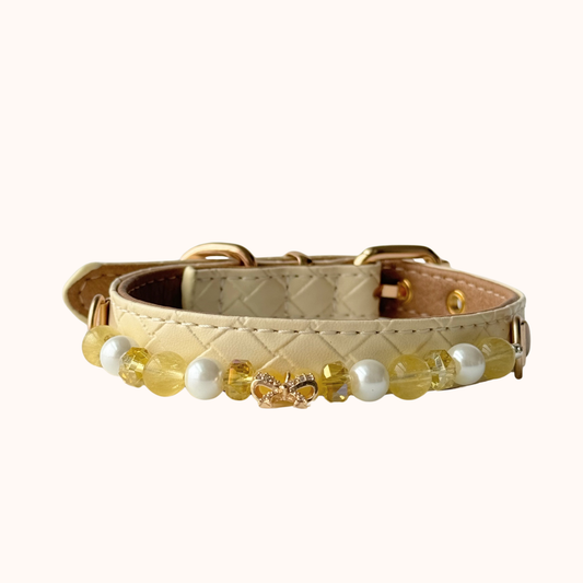 Golden Pearl Gemstone Collar with fixed pearl details